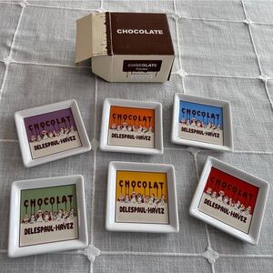 Pottery Barn Ceramic Chocolat Coasters Snack Dishes in Multicolor Set